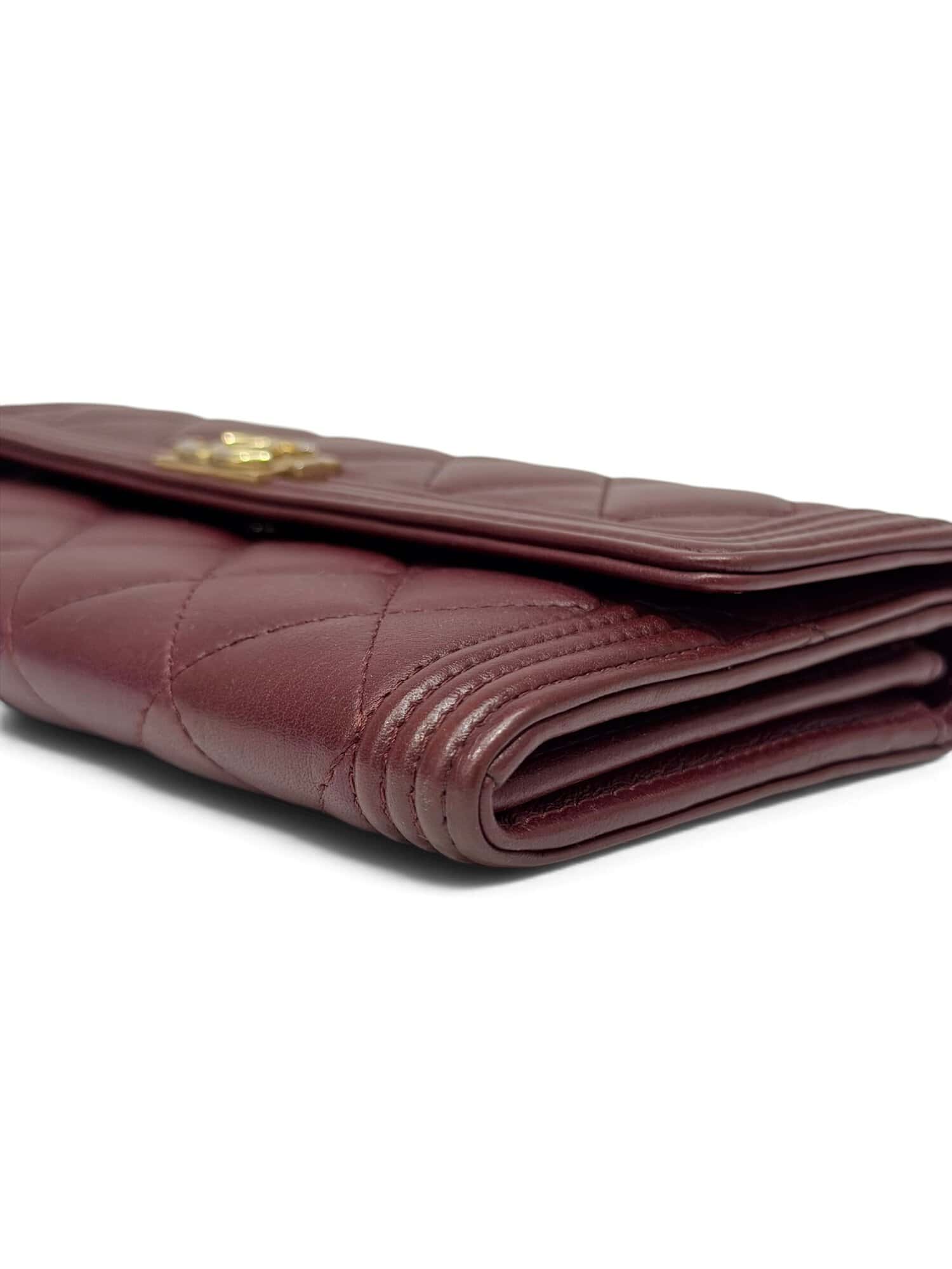 Chanel Burgundy Boy Leather Wallet - Image 8