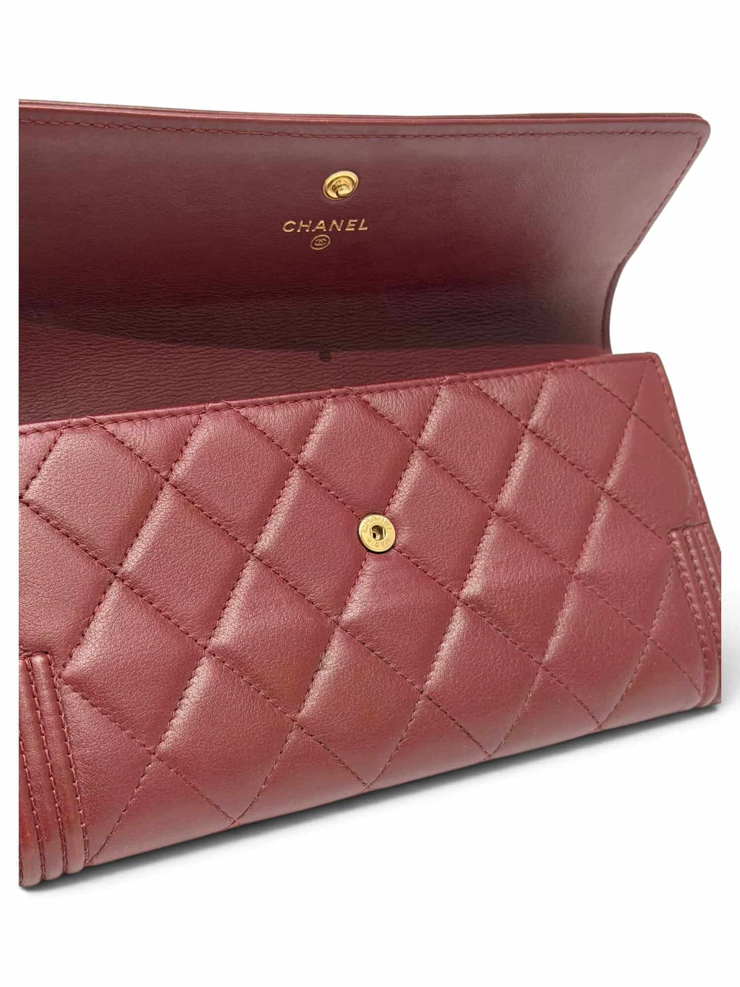Chanel Burgundy Boy Leather Wallet - Image 10