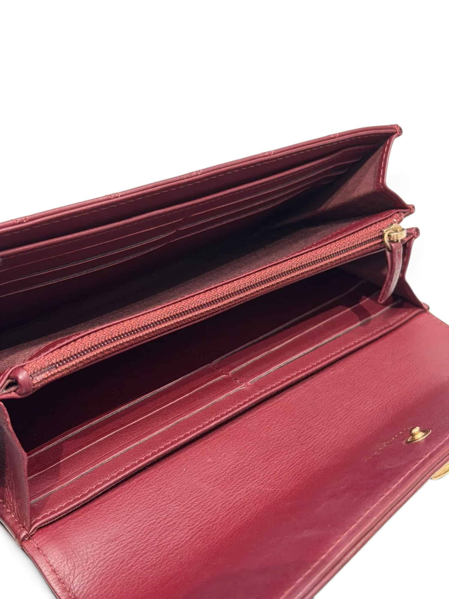 Chanel Burgundy Boy Leather Wallet - Image 11