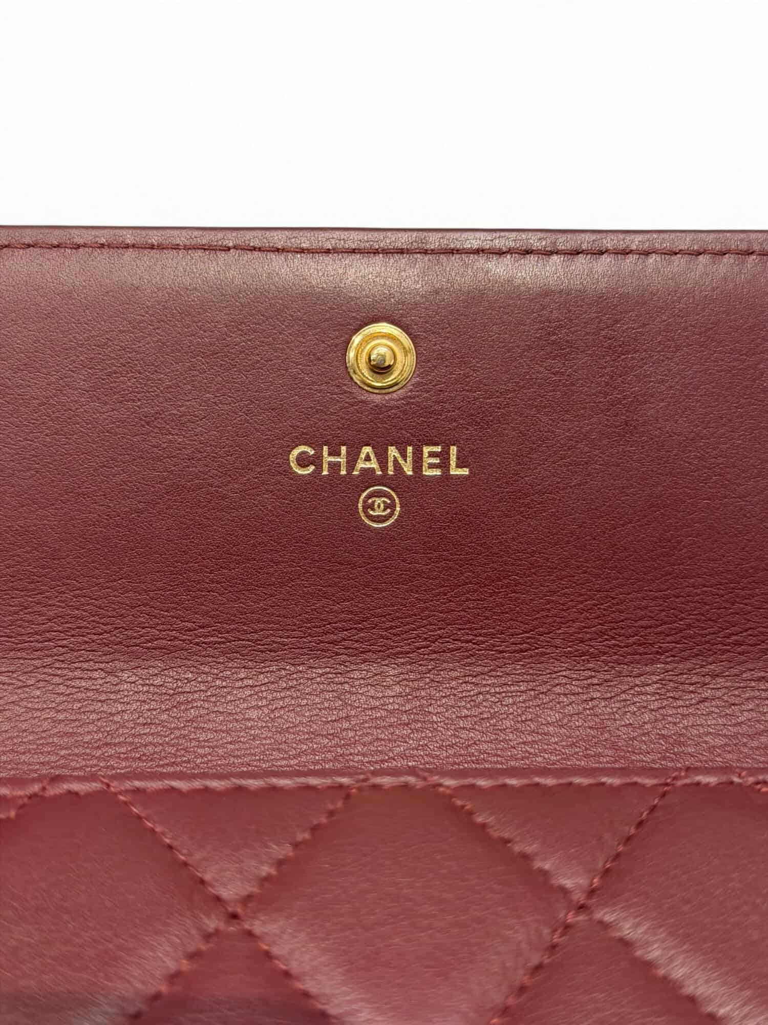 Chanel Burgundy Boy Leather Wallet - Image 12
