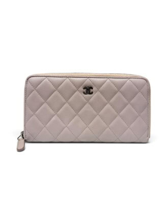 Chanel Light Purple Timeless Classic Zip-Around Leather Wallet