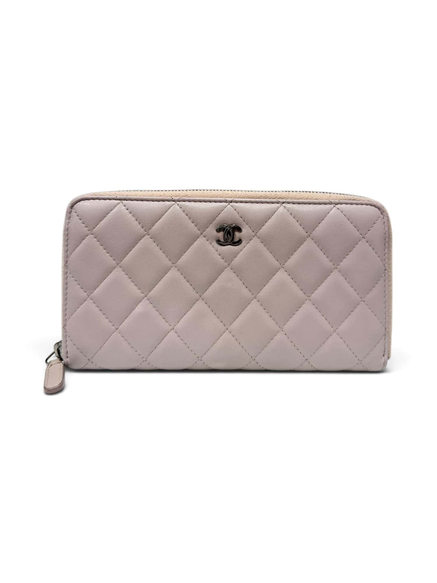 Chanel Light Purple Timeless Classic Zip-Around Leather Wallet