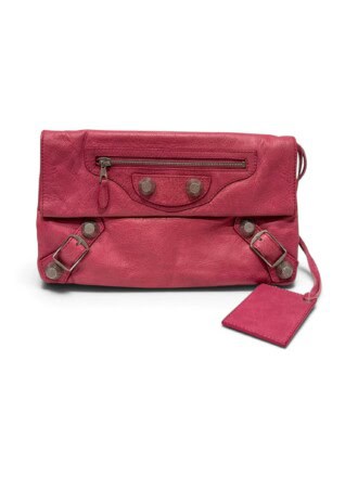 Balenciaga Pink City Leather Clutch
