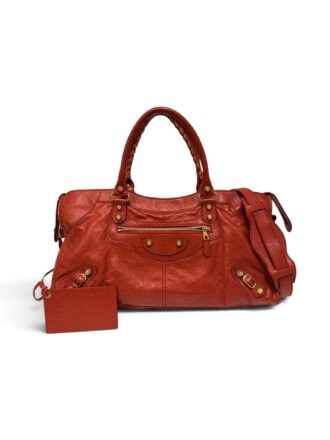 Balenciaga Orange City Leather Shoulder Bag