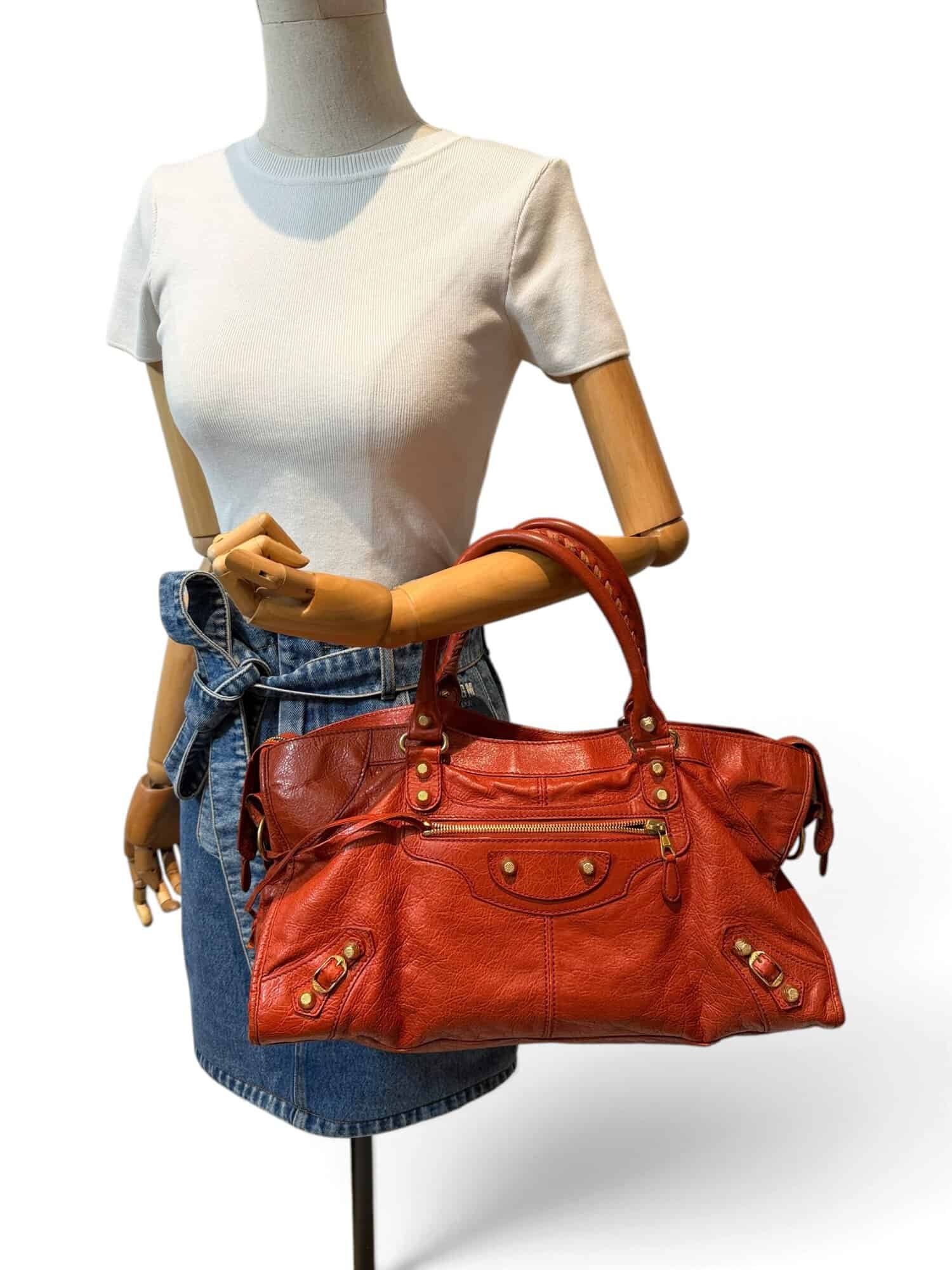 Balenciaga Orange City Leather Shoulder Bag - Image 14