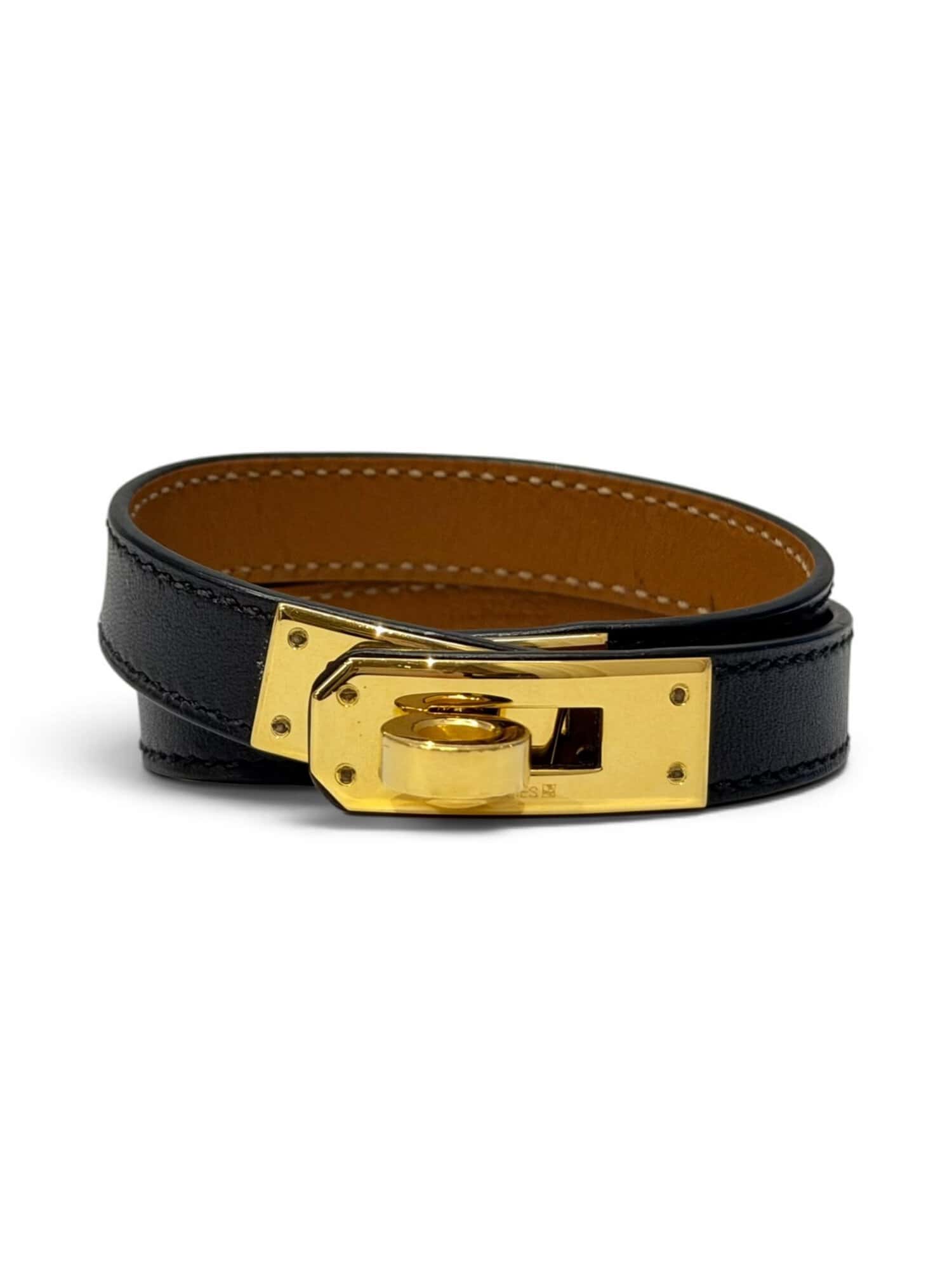 Hermès Black Kelly Double Tour Leather Bracelet