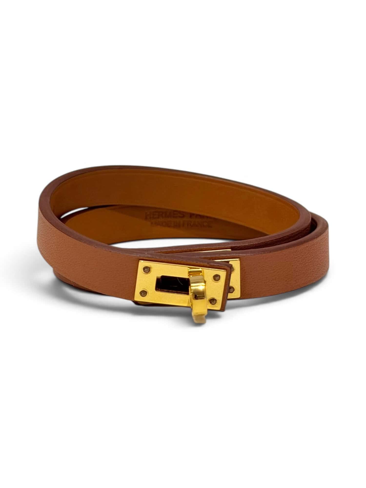 Hermès Brown Mini Kelly Double Tour Leather Bracelet