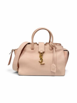 Saint Laurent Pink Monogram Cabas Downtown Baby Leather Handbag