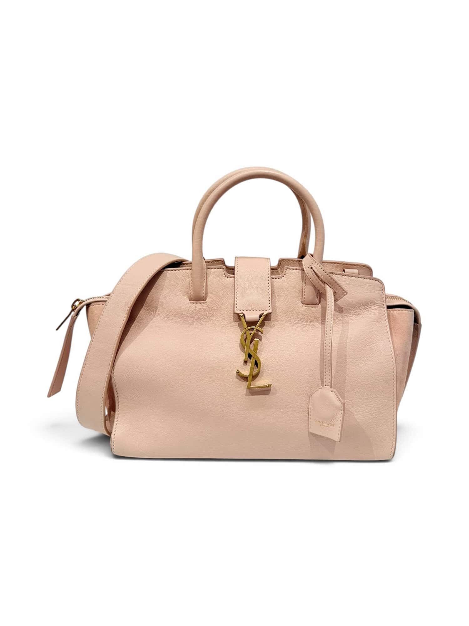 Saint Laurent Pink Monogram Cabas Downtown Baby Leather Handbag